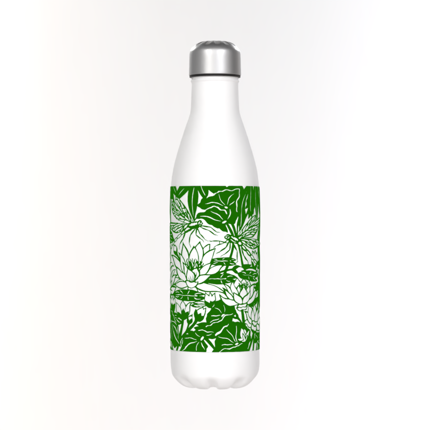 Dragonflies Green Thermos White Bottle