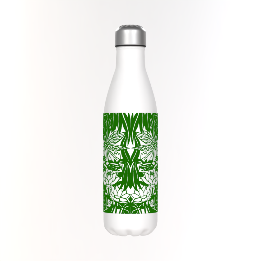 Dragonflies Green Thermos White Bottle