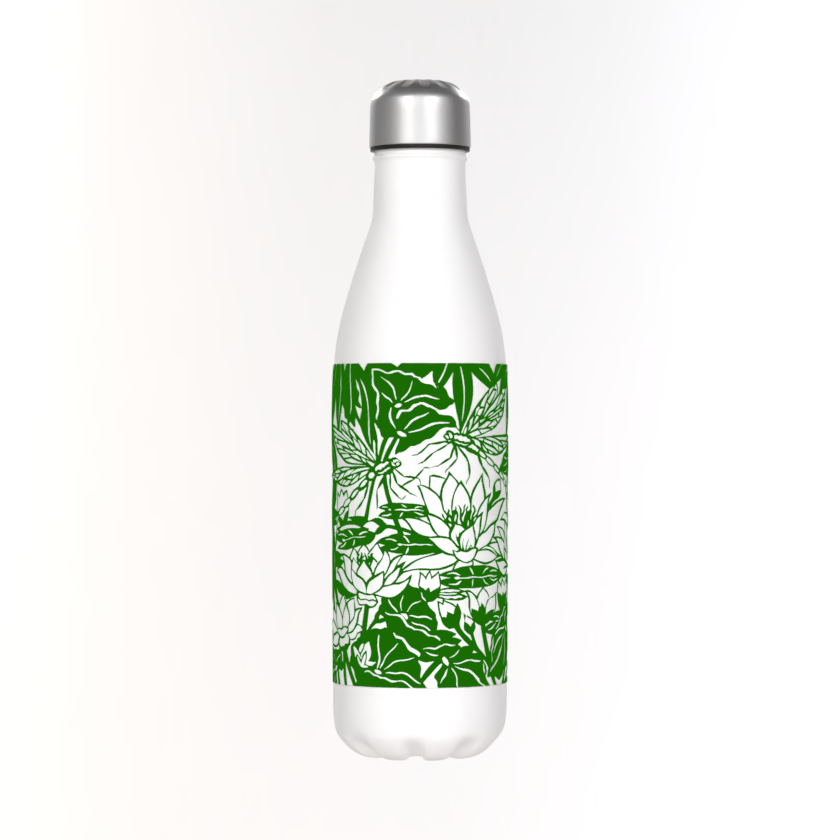 Dragonflies Green Thermos White Bottle