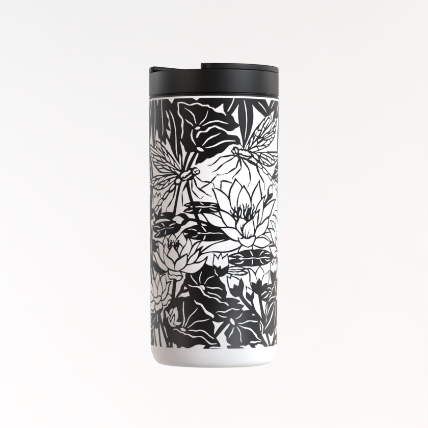 Dragonflies Black Small Thermos Flask