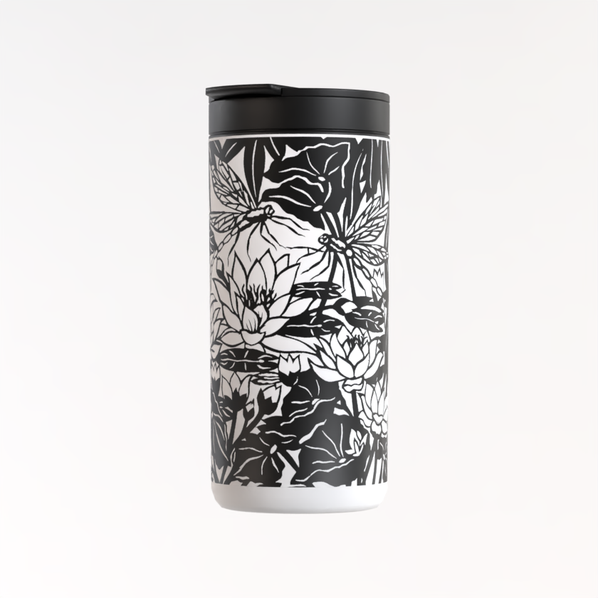 Dragonflies Black Small Thermos Flask