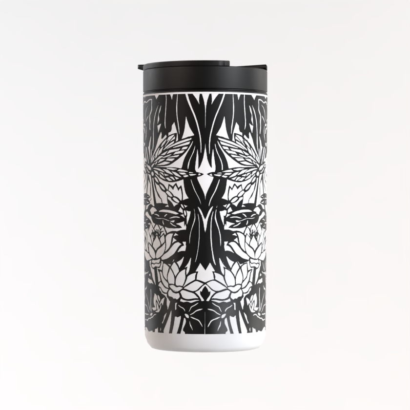 Dragonflies Black Small Thermos Flask