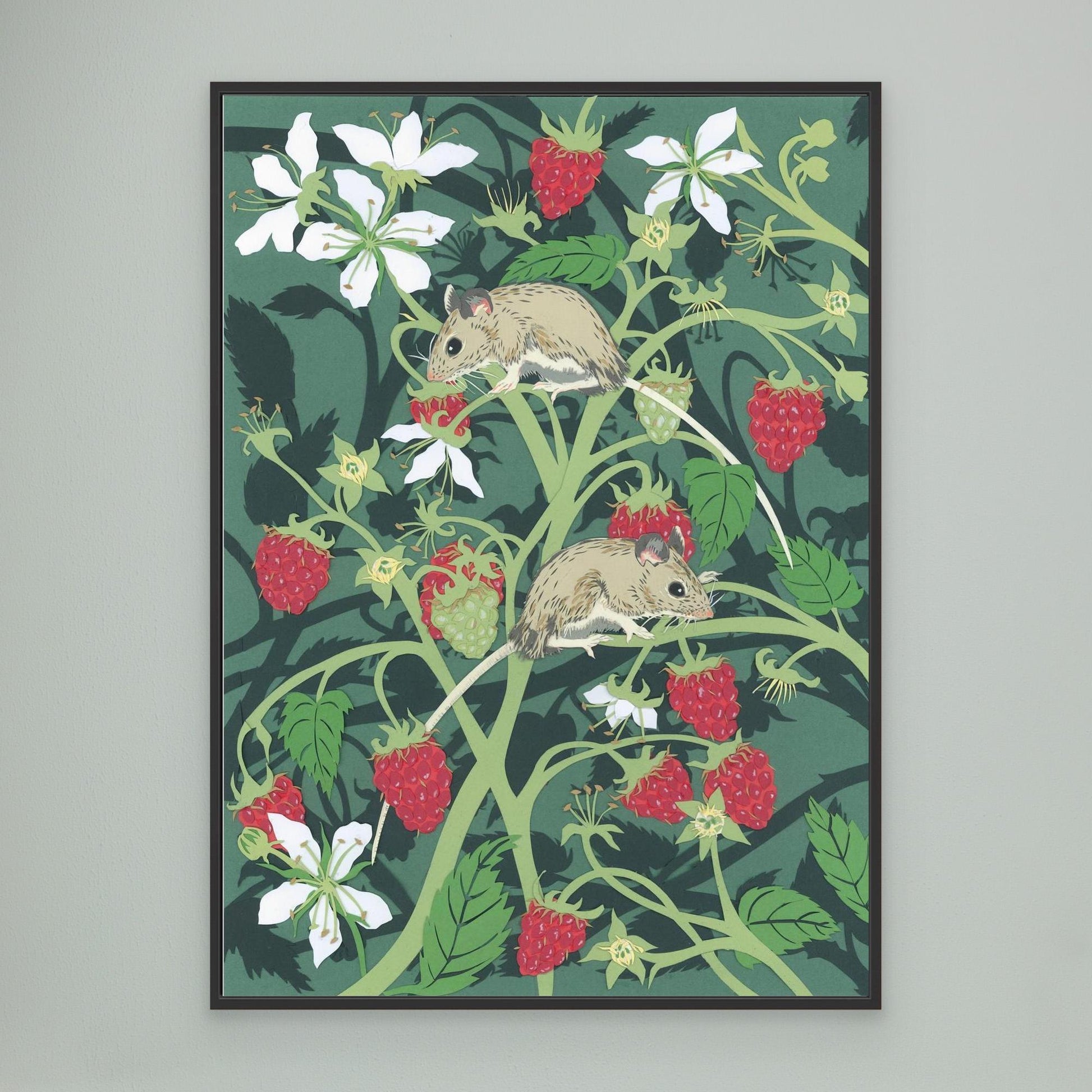 Wood Mice with Raspberries Canvas Print