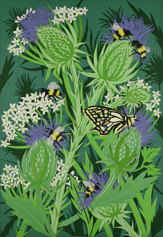 Fine Art Giclée Print - Thistles Bees and Butterflies - Garden Series