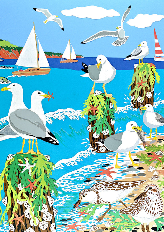Art Print - Gathering of Gulls - Beach Series
