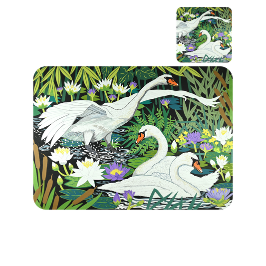 Gliding Swans Placemat and Coaster (set of 4)