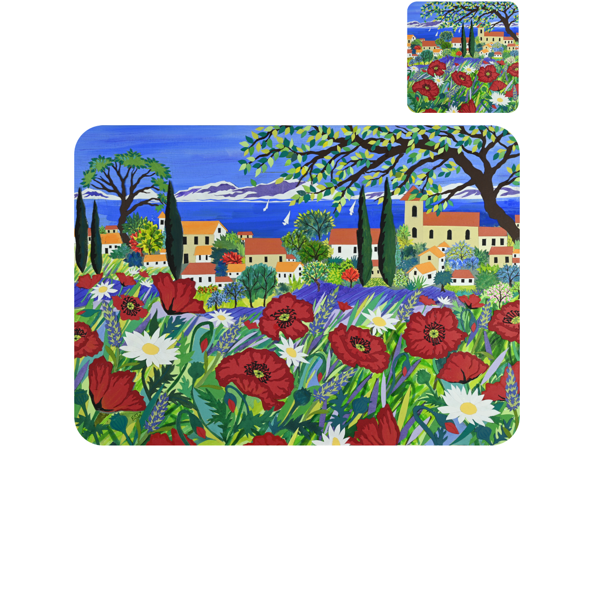 Mediteranean Poppies Placemat and Coaster (set of 4)