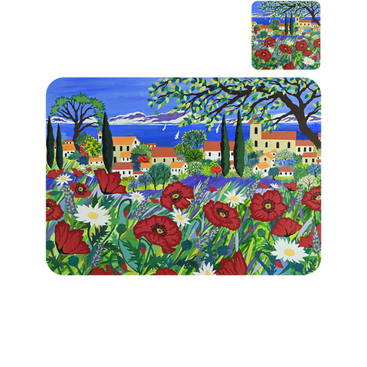 Mediteranean Poppies Placemat and Coaster (set of 4)