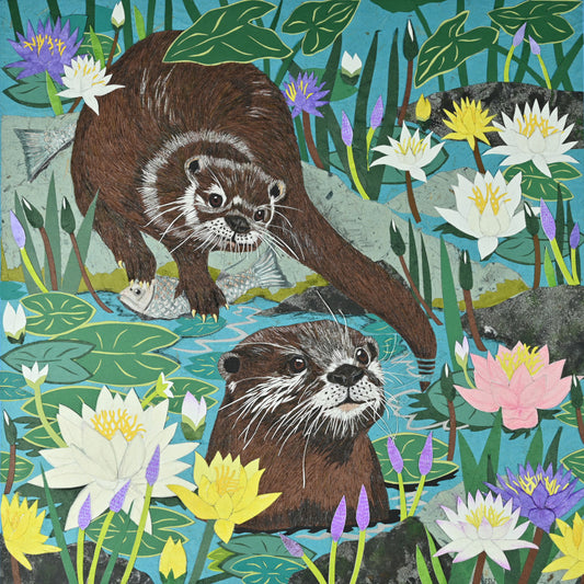 Fine Art Giclée Print - Return of the River Otters - The Waterlilies Collection