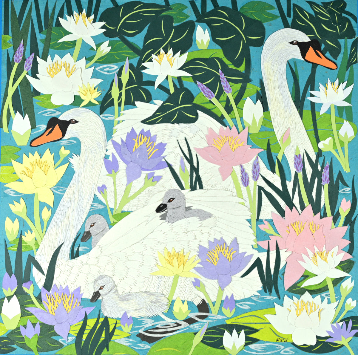 Greeting Card - Cygnet's First Swim