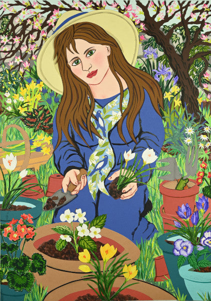 Fine Art Giclée Print  - Springtime Potting - Garden Series