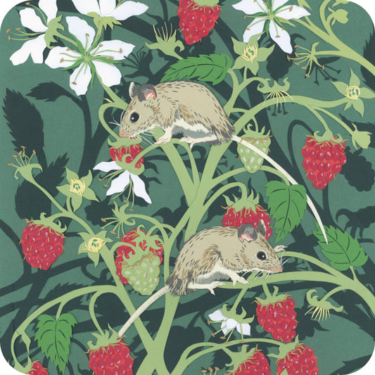 Wood Mice with Raspberries Coaster