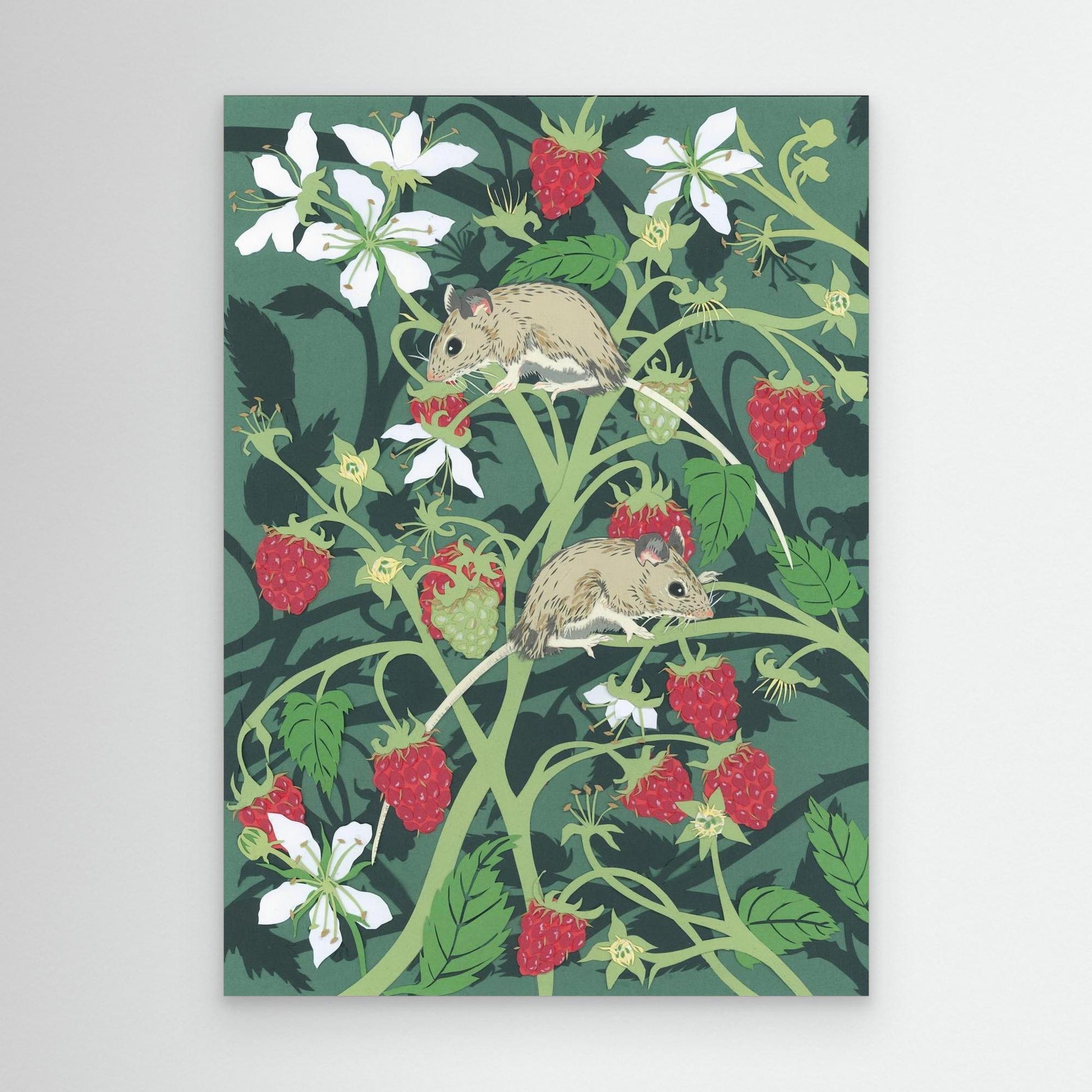 Wood Mice with Raspberries Canvas Print