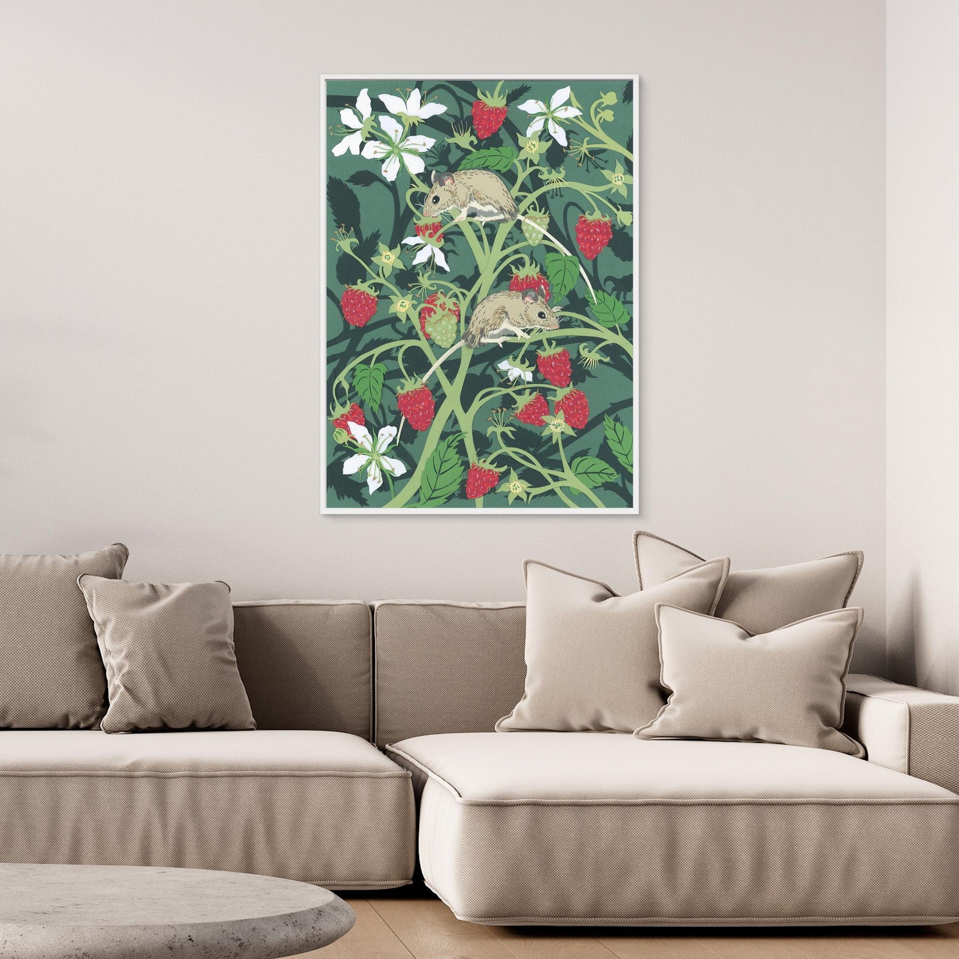 Wood Mice with Raspberries Canvas Print
