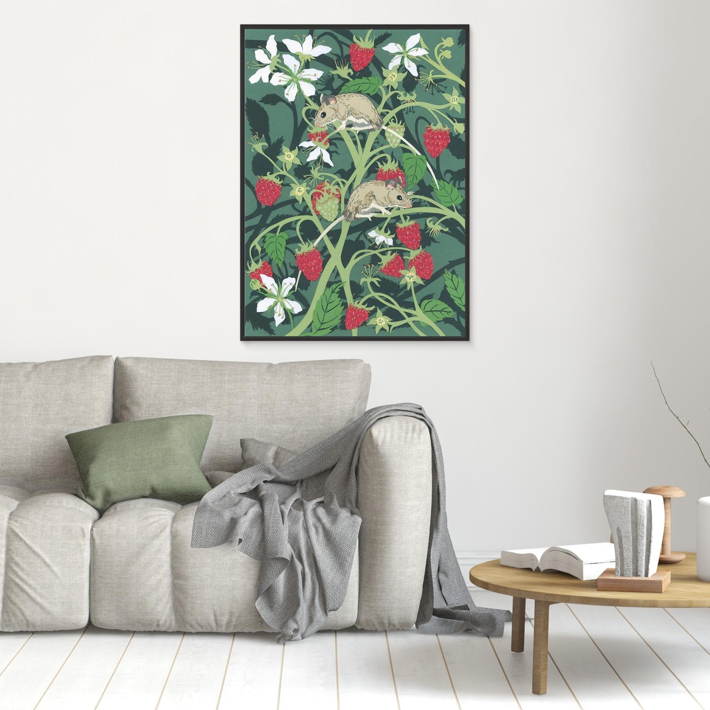 Wood Mice with Raspberries Canvas Print