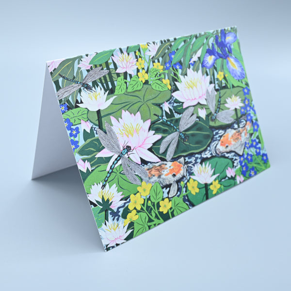 Greeting Card - Dragonflies and Waterlilies