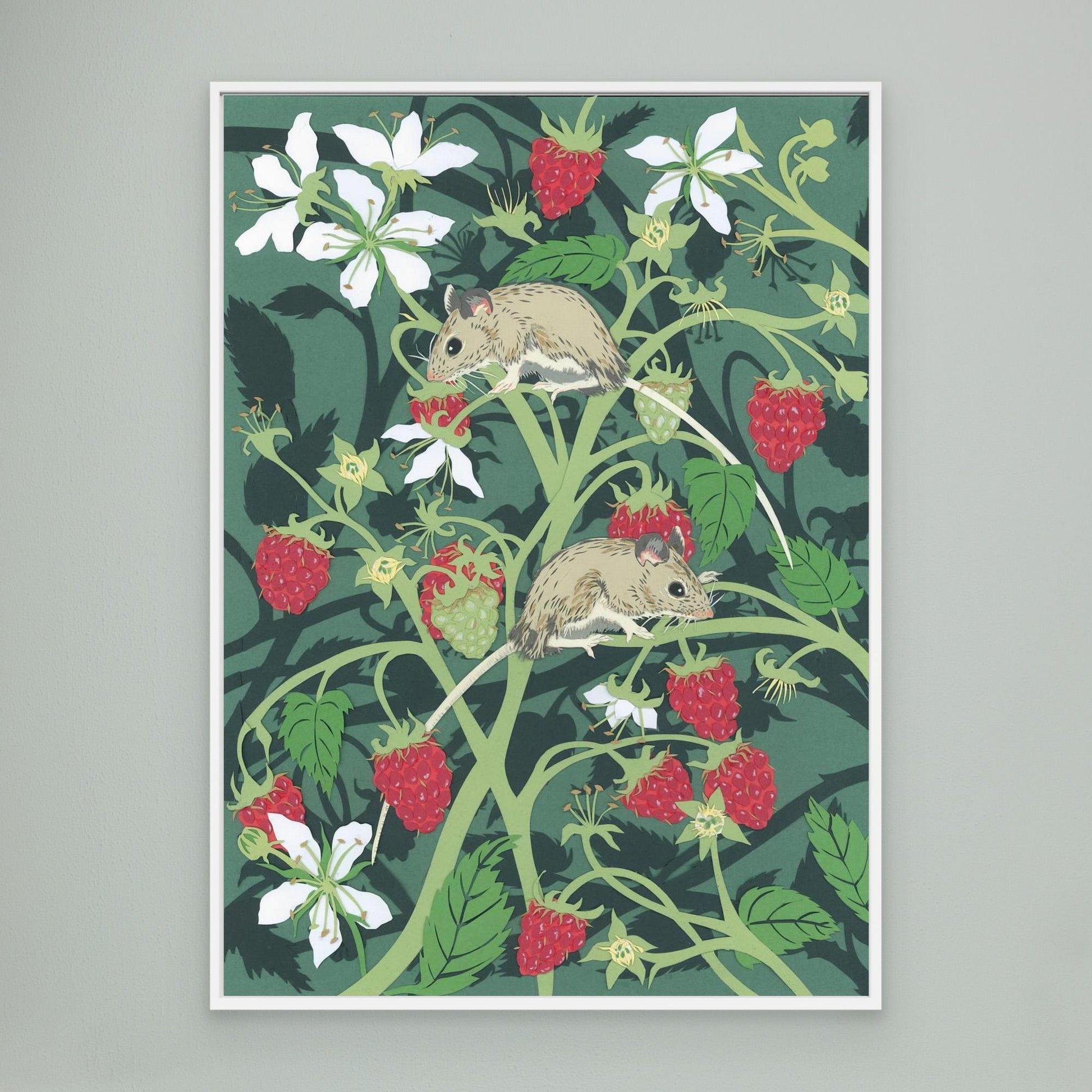 Wood Mice with Raspberries Canvas Print