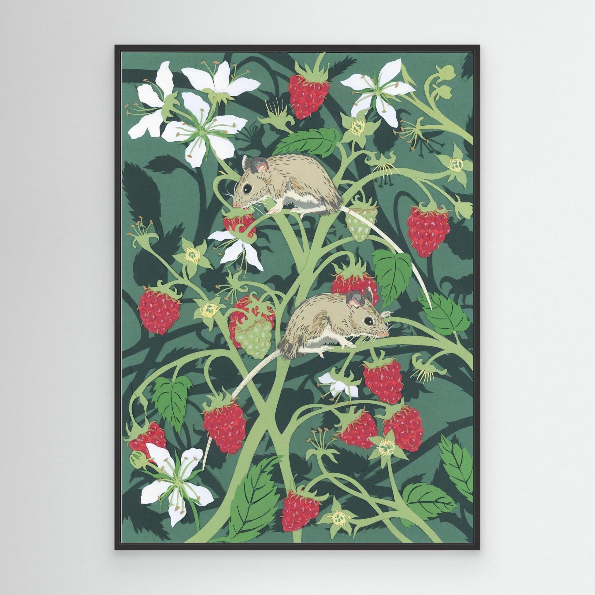 Wood Mice with Raspberries Canvas Print