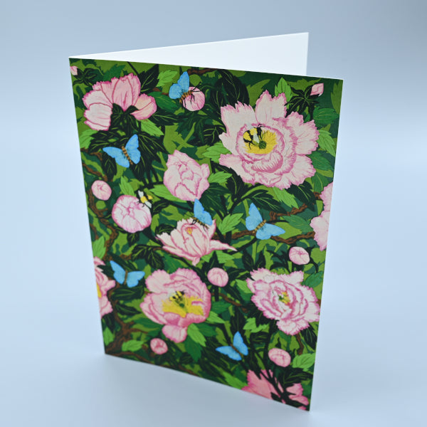 Greeting Card - Peonies, Bees and Butterflies