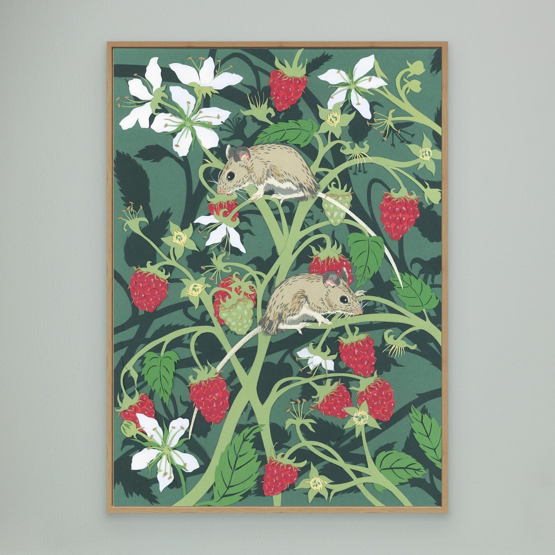 Wood Mice with Raspberries Canvas Print