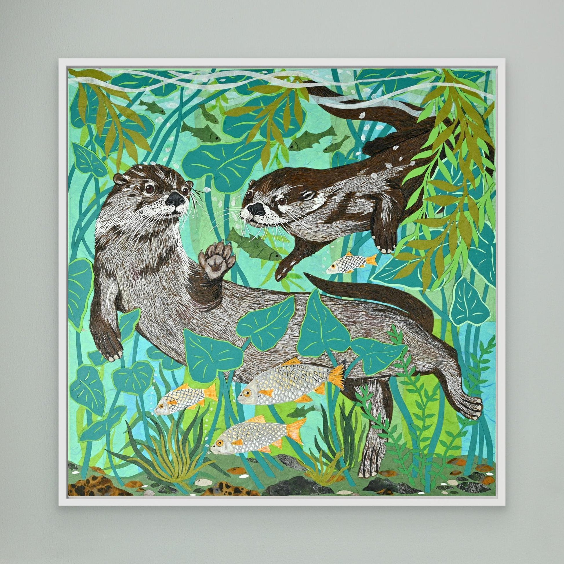 Deep Diving Otters canvas print
