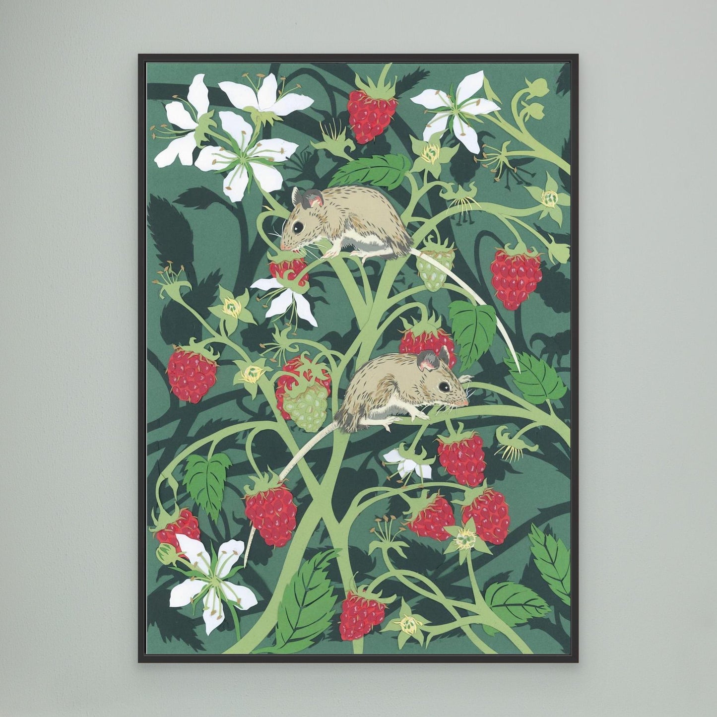 Wood Mice with Raspberries Canvas Print 