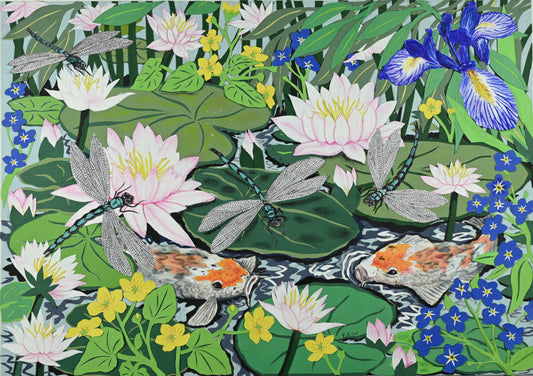 Fine Art Giclée Print - Water Lilies - Dragonflies and Waterlilies