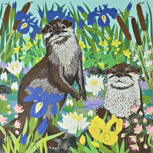 Fine Art Giclée Print - Playful Otters - The Waterlilies Collection