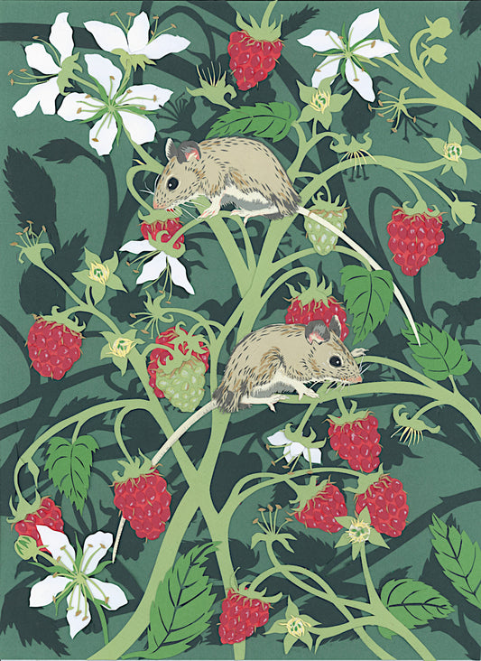 Fine Art Giclée Print - Wood Mice with Raspberries