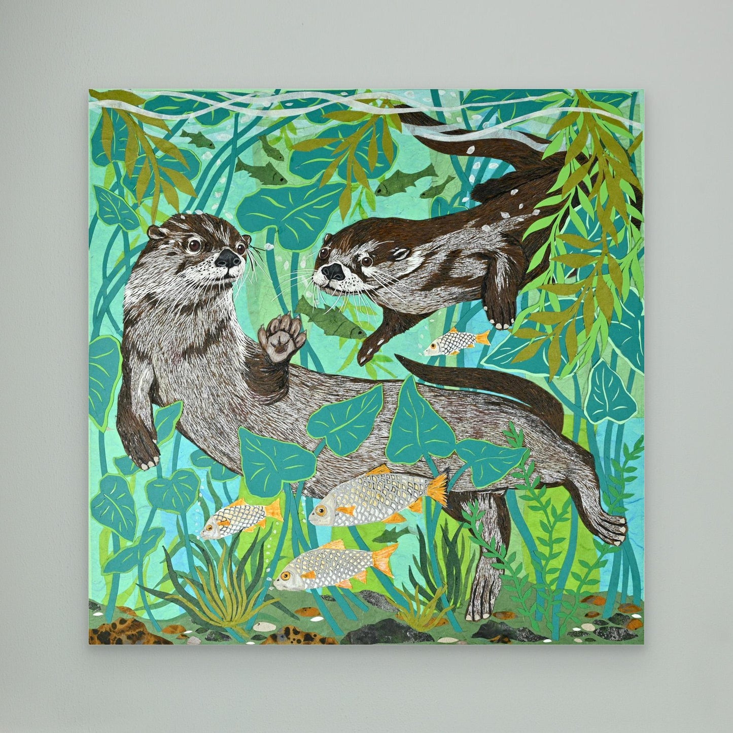 Deep Diving Otters canvas print