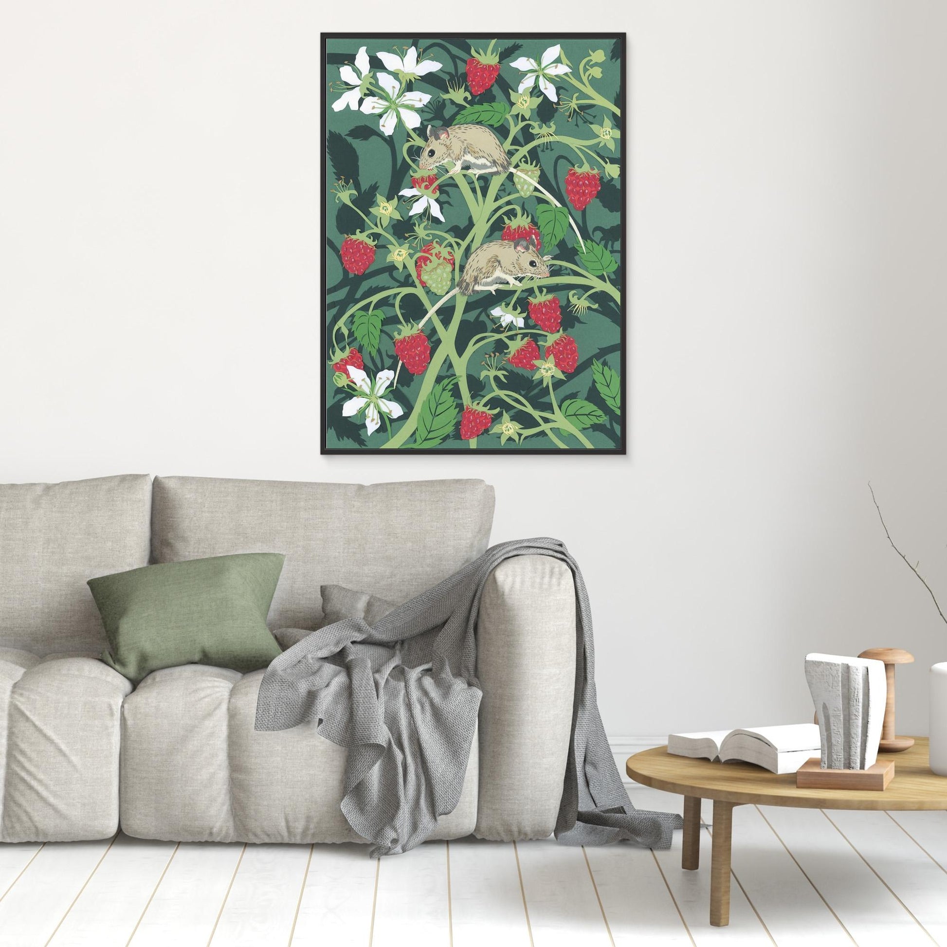 Wood Mice with Raspberries Canvas Print 
