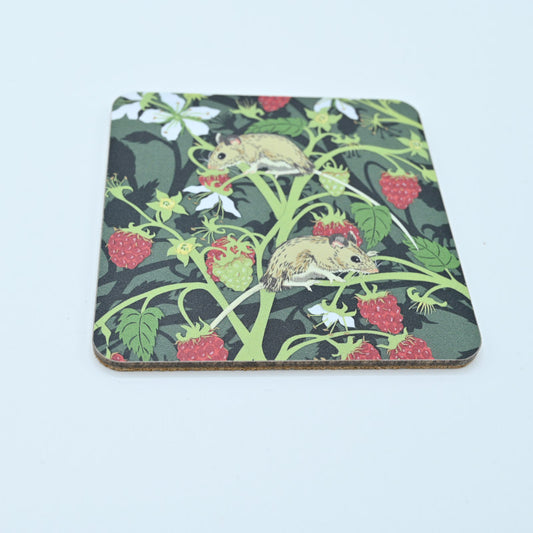 Woodmice with Raspberries Coasters (set of 4)