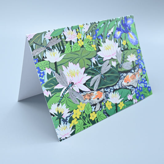 Greeting Card - Dragonflies and Waterlilies