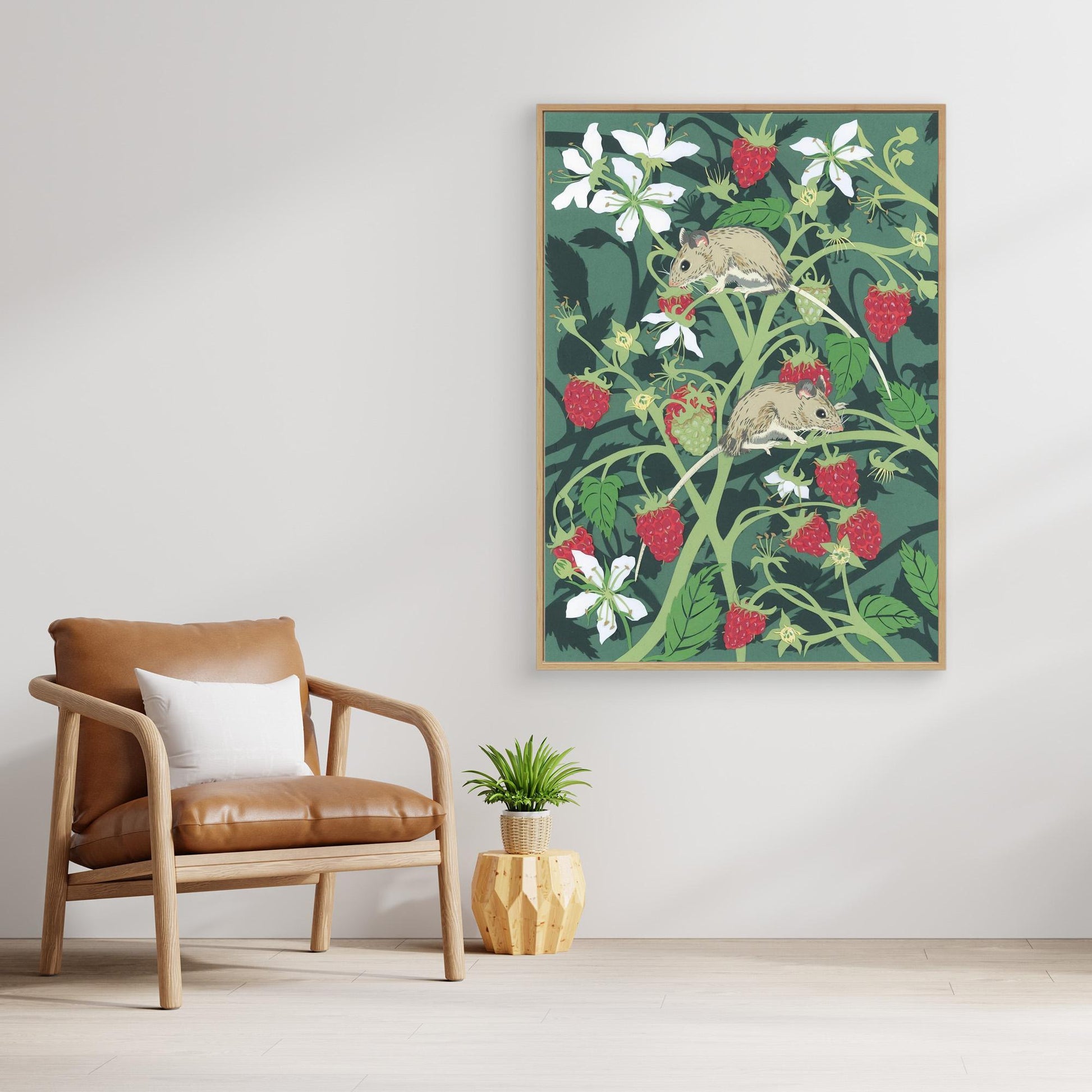 Wood Mice with Raspberries Canvas Print 