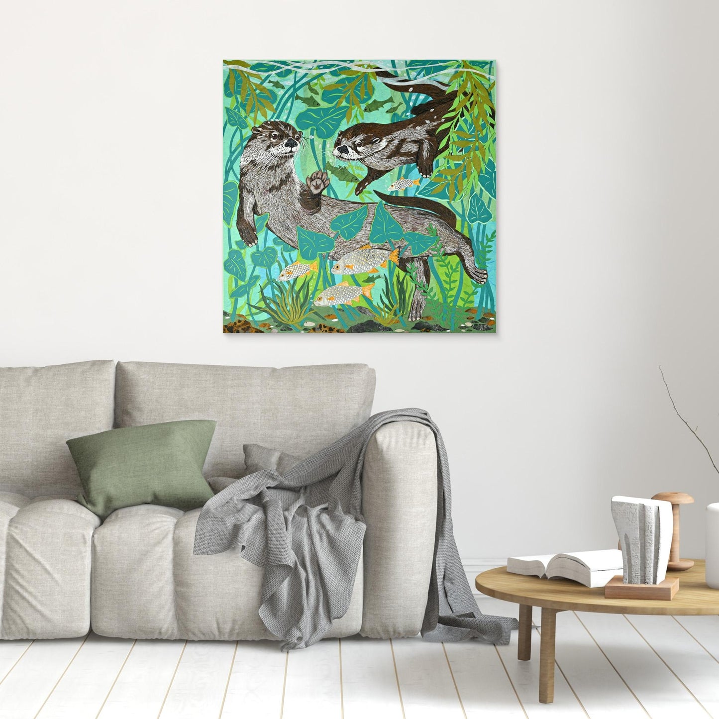 Deep Diving Otters canvas print