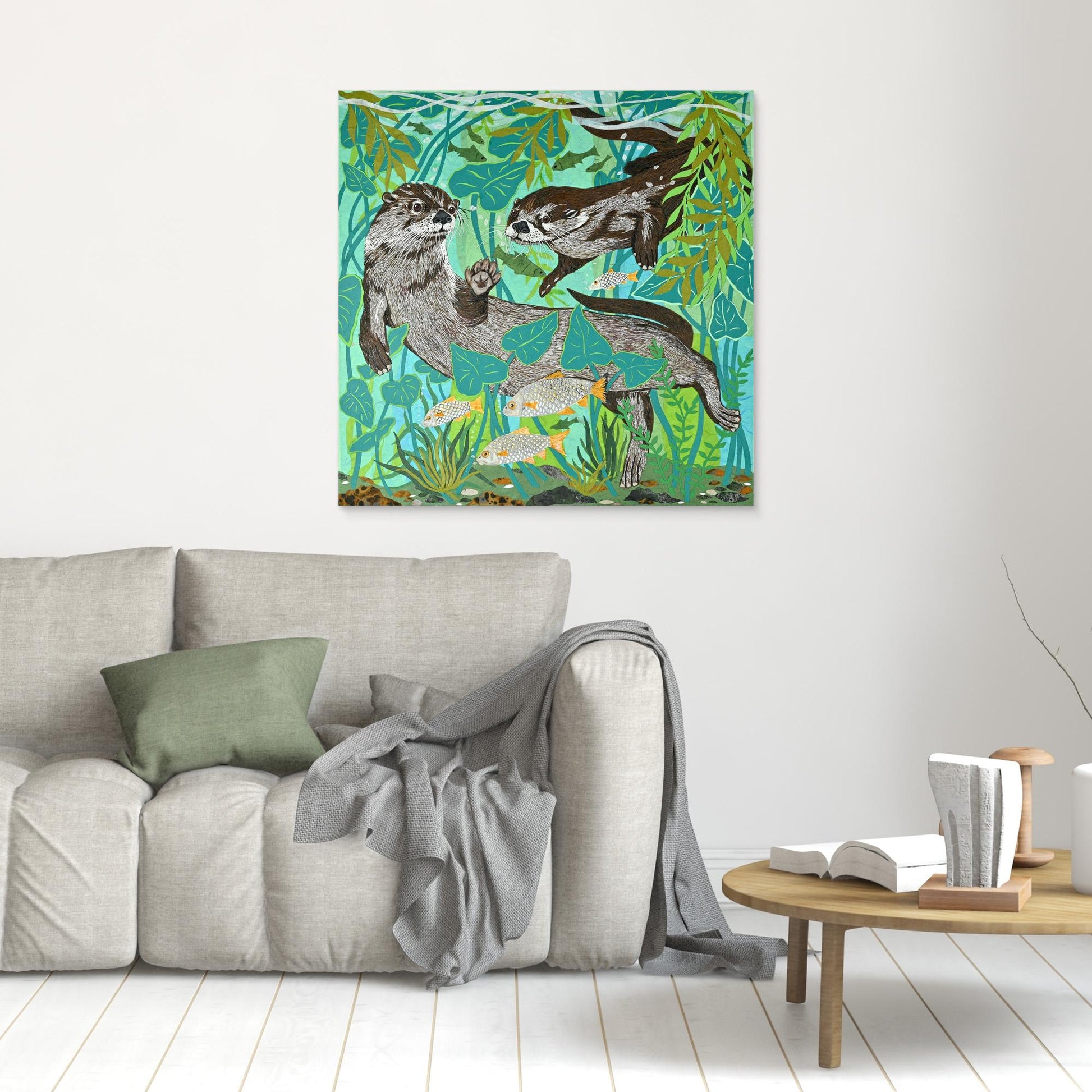 Deep Diving Otters canvas print