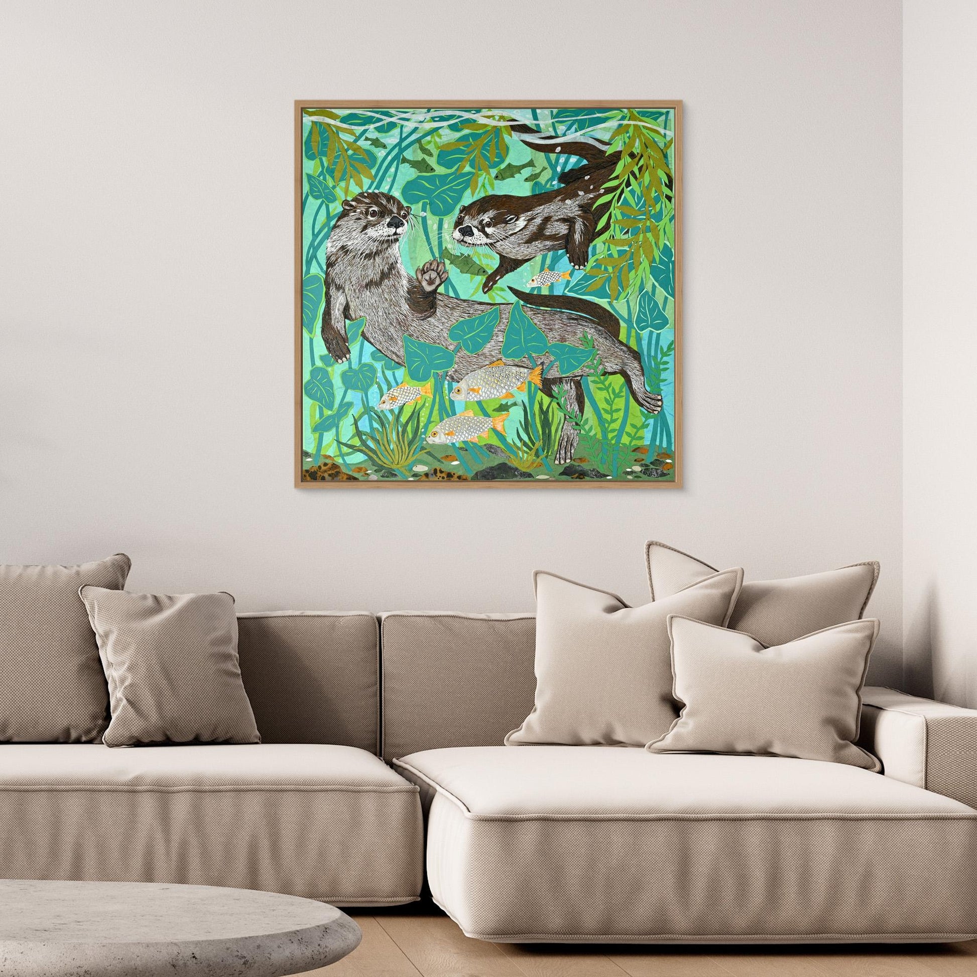 Deep Diving Otters canvas print