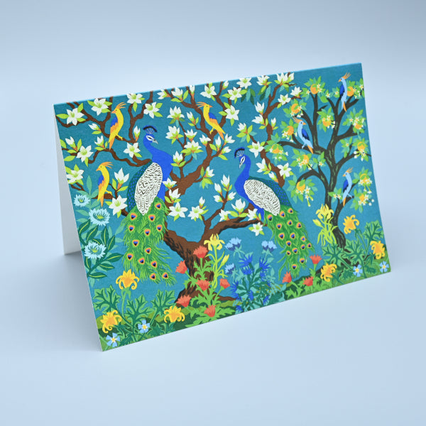The Peacock Garden A5 Greeting Card