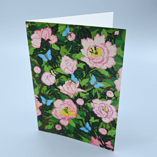 Peonies, Bees and Butterflies A5 Greeting Card