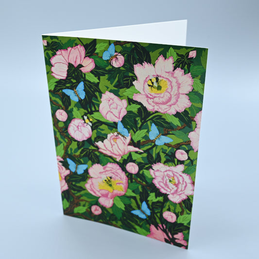 Greeting Card - Peonies, Bees and Butterflies