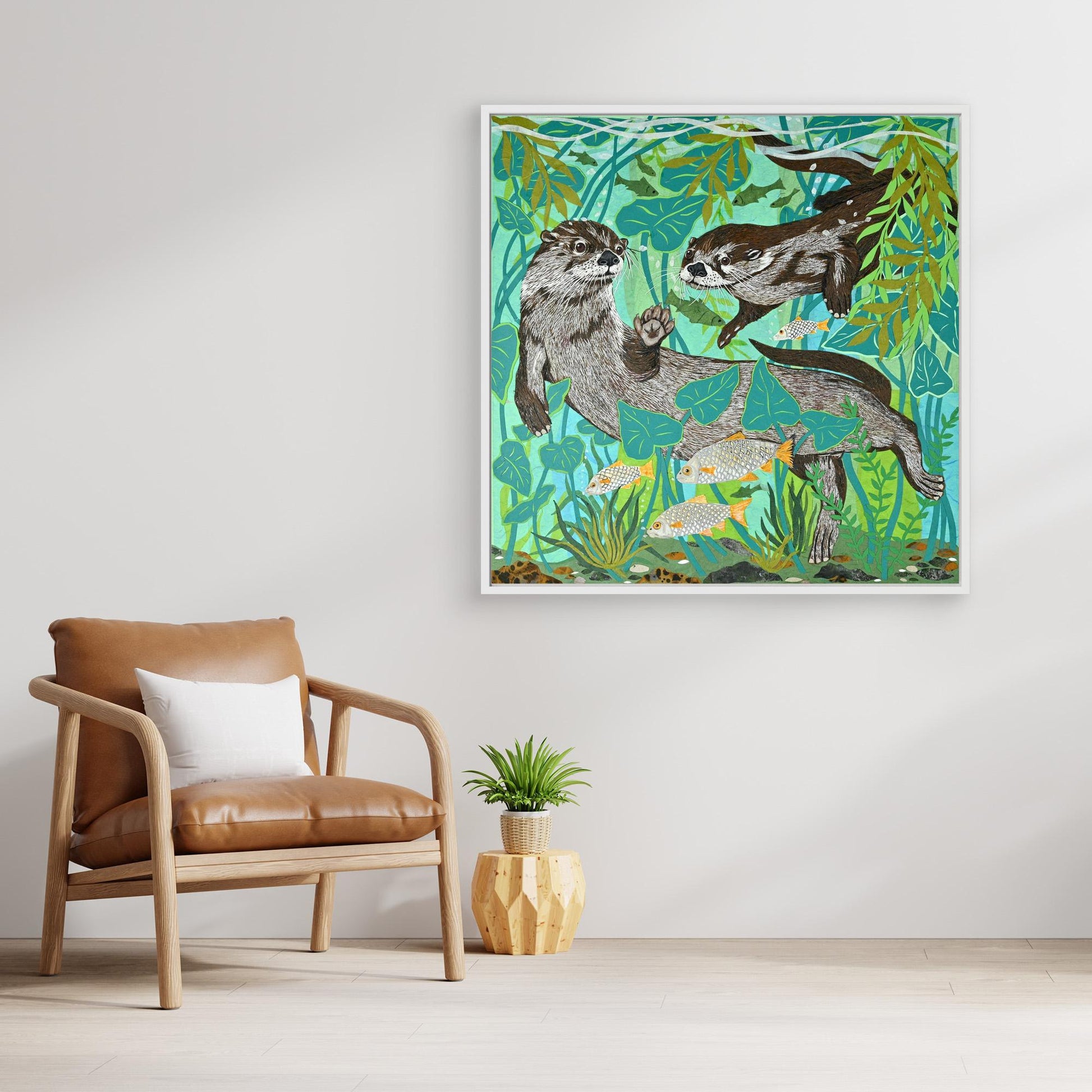 Deep Diving Otters canvas print