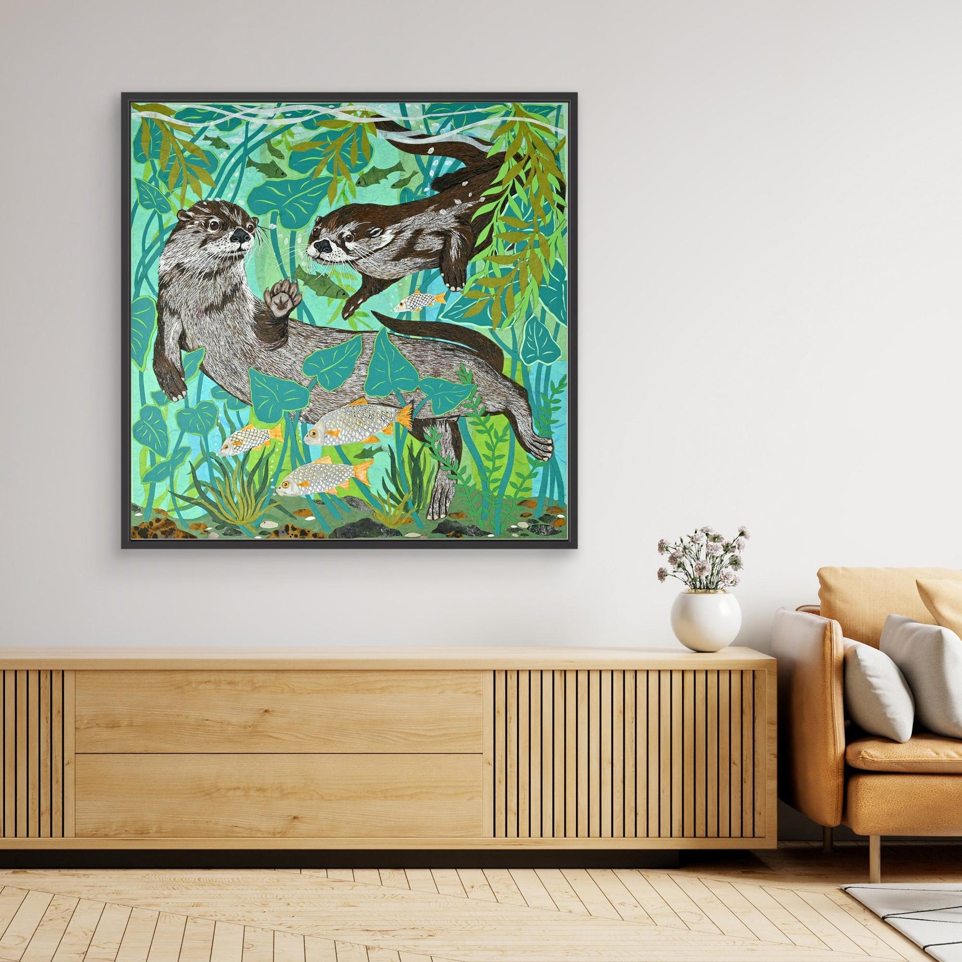 Deep Diving Otters canvas print